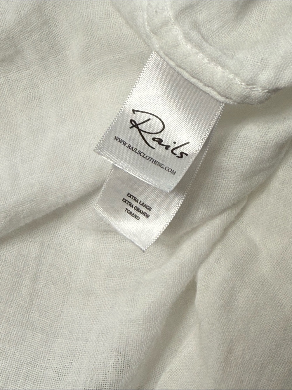 Rails Ellis White Gauze Cotton Button Front Shirt XL Oversized Long Sleeves Boho - Picture 9 of 12